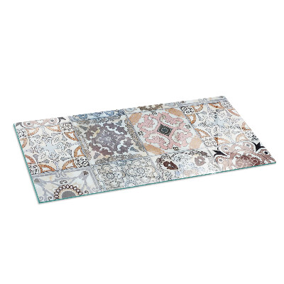 Glass hearth for wood stove rectangular Mosaic patterns in tiles