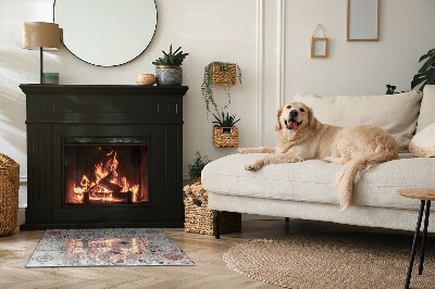 Glass hearth for wood stove rectangular Mosaic patterns in tiles