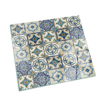 Glass hearth rectangular Mosaic pattern with flowers