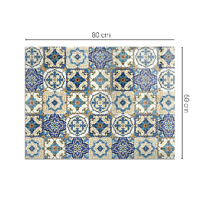 Glass hearth rectangular Mosaic pattern with flowers