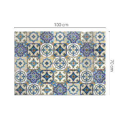 Glass hearth rectangular Mosaic pattern with flowers