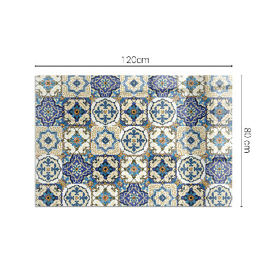 Glass hearth rectangular Mosaic pattern with flowers