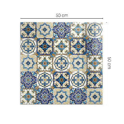 Glass hearth rectangular Mosaic pattern with flowers