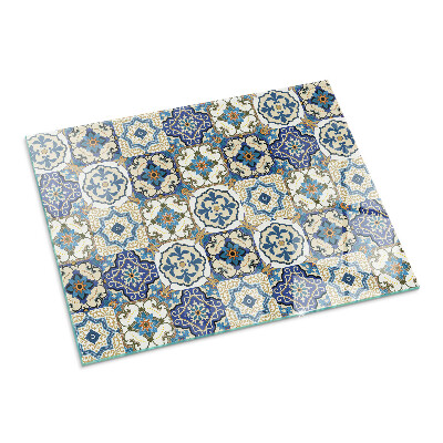 Glass hearth rectangular Mosaic pattern with flowers