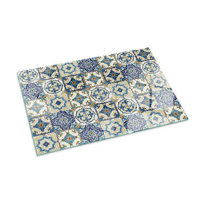 Glass hearth rectangular Mosaic pattern with flowers