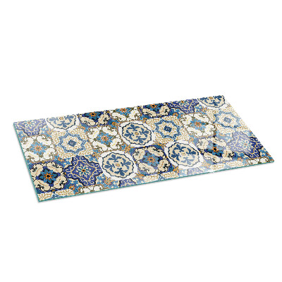 Glass hearth rectangular Mosaic pattern with flowers