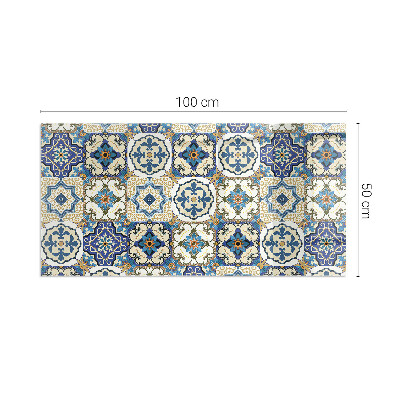 Glass hearth rectangular Mosaic pattern with flowers