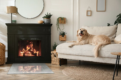 Glass hearth rectangular Raw concrete texture