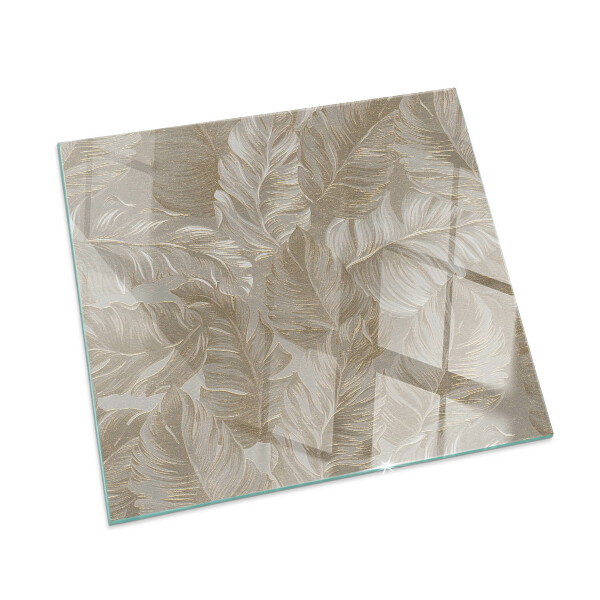 Glass hearth rectangular Leaves in subtle patterns