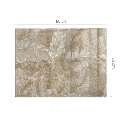 Glass hearth rectangular Leaves in subtle patterns