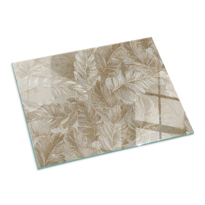 Glass hearth rectangular Leaves in subtle patterns