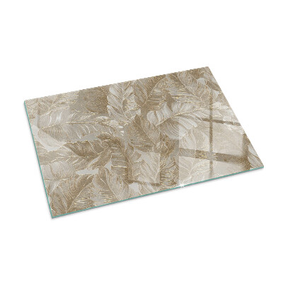 Glass hearth rectangular Leaves in subtle patterns