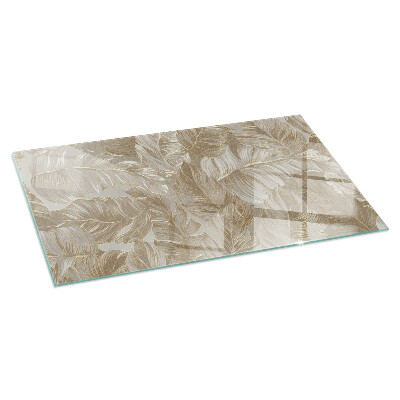 Glass hearth rectangular Leaves in subtle patterns