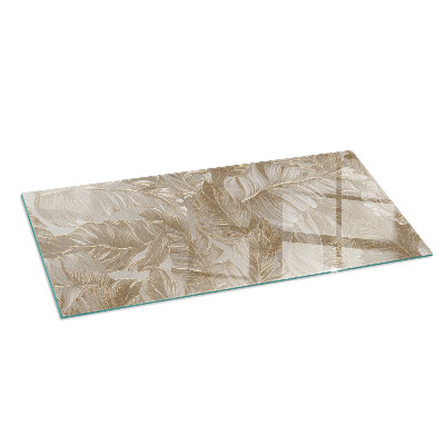Glass hearth rectangular Leaves in subtle patterns