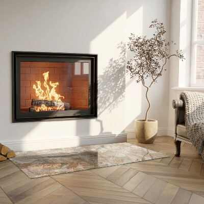 Glass hearth rectangular Leaves in subtle patterns