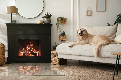 Glass hearth rectangular Leaves in subtle patterns