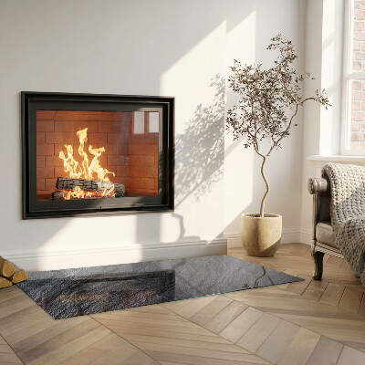 Glass hearth for wood stove rectangular Stone surface texture