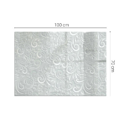 Glass hearth for wood stove rectangular Elegant plant pattern