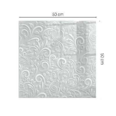Glass hearth for wood stove rectangular Elegant plant pattern