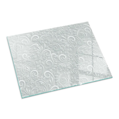 Glass hearth for wood stove rectangular Elegant plant pattern