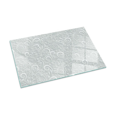 Glass hearth for wood stove rectangular Elegant plant pattern