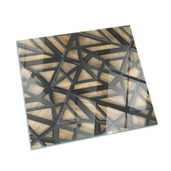 Glass hearth rectangular Geometry with wood