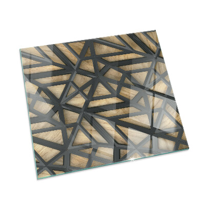 Glass hearth rectangular Geometry with wood