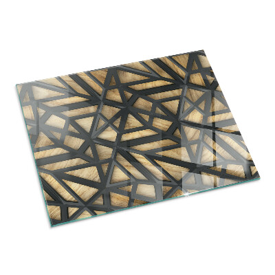 Glass hearth rectangular Geometry with wood