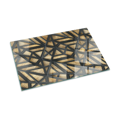 Glass hearth rectangular Geometry with wood