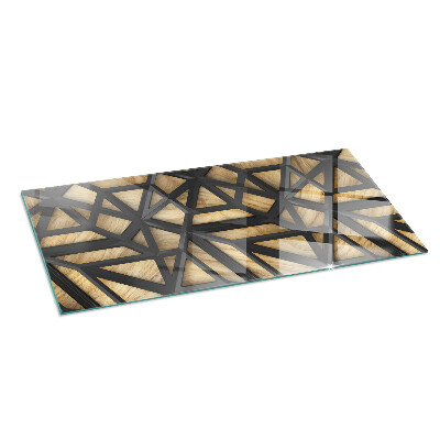 Glass hearth rectangular Geometry with wood