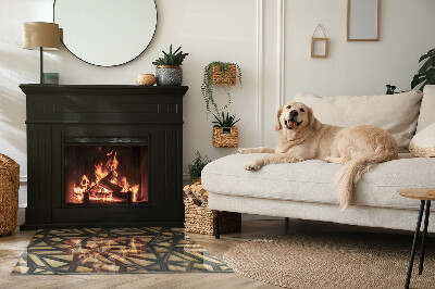 Glass hearth rectangular Geometry with wood