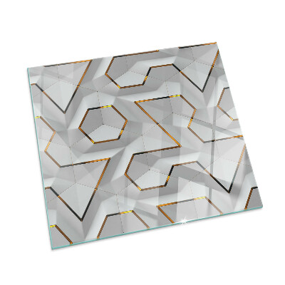 Glass hearth for wood stove rectangular Geometric 3D pattern