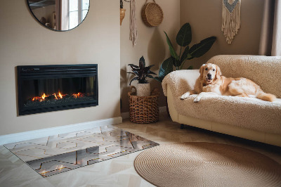 Glass hearth for wood stove rectangular Geometric 3D pattern