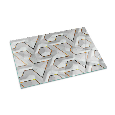 Glass hearth for wood stove rectangular Geometric 3D pattern