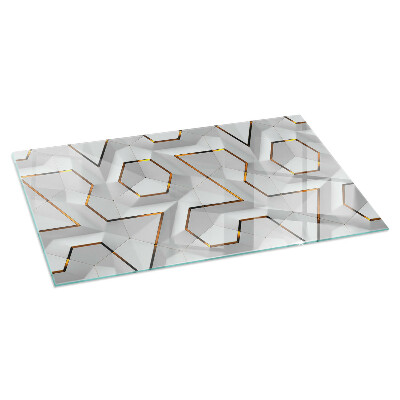 Glass hearth for wood stove rectangular Geometric 3D pattern