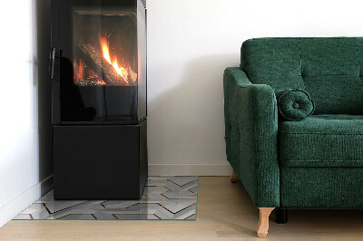 Glass hearth for wood stove rectangular Geometric 3D pattern