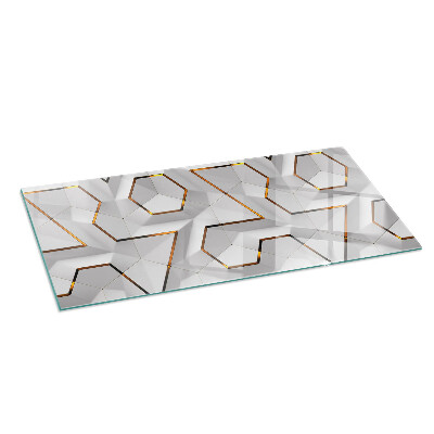 Glass hearth for wood stove rectangular Geometric 3D pattern