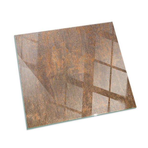 Glass hearth for wood stove rectangular Rust texture on the background