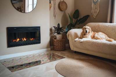 Glass hearth for wood stove rectangular Polygonal patterns in a grid