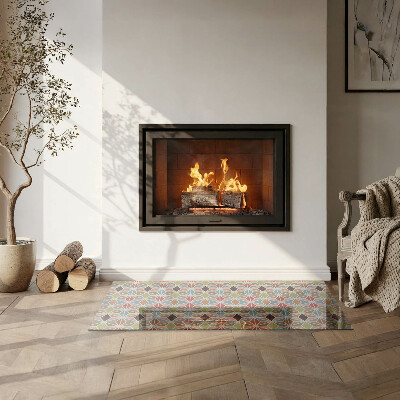Glass hearth for wood stove rectangular Polygonal patterns in a grid