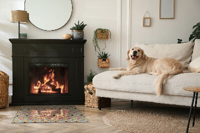 Glass hearth for wood stove rectangular Polygonal patterns in a grid