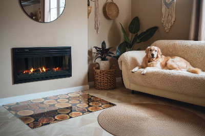 Glass hearth rectangular Box with cut wood
