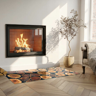 Glass hearth rectangular Box with cut wood