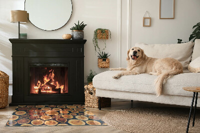 Glass hearth rectangular Box with cut wood