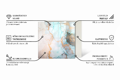 Glass hearth rectangular Abstract waves and lines