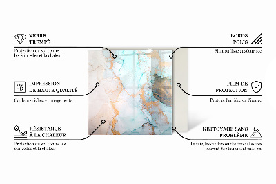 Glass hearth rectangular Abstract waves and lines