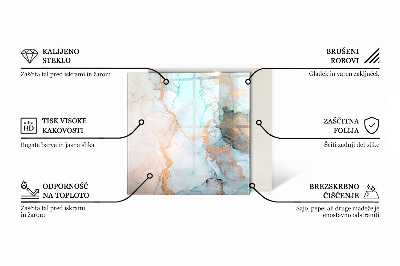 Glass hearth rectangular Abstract waves and lines