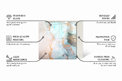 Glass hearth rectangular Abstract waves and lines