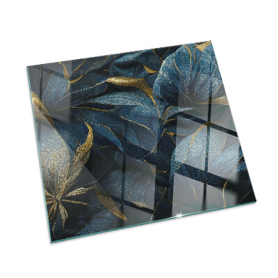 Glass hearth rectangular Elegant leaves in texture