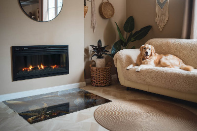 Glass hearth rectangular Elegant leaves in texture